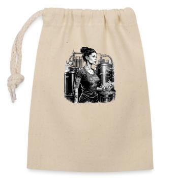 Craft Beer Brewing Woman Brewmaster - Closable cotton gift bag (14x20cm) - nature - Front