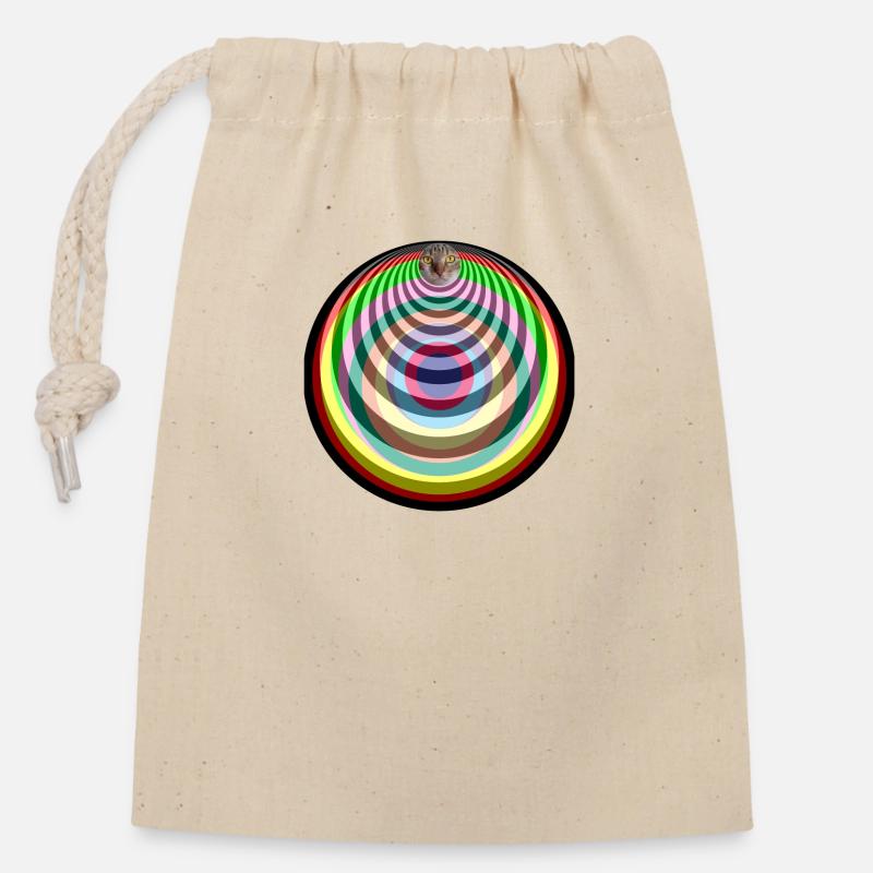Pop Art psychedelic cat - Closable cotton gift bag (14x20cm) - nature