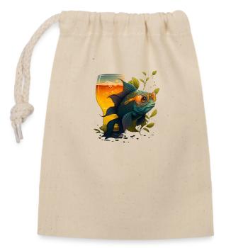 Poisson avec de la bière et des lunettes de soleil - Sac cadeau en coton avec cordon (14 x 20 cm) - nature - Devant