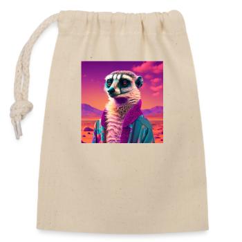 ERDMÄNNCHEN VAPORWAVE, moderne Kunst Neon Farben - Verschließbarer Geschenkbeutel aus Baumwolle (14x20cm) - Natur - Vorne