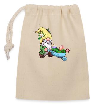 Easter Garden Gnome With Wheelbarrow - Closable cotton gift bag (14x20cm) - nature - Front