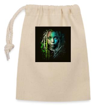 Face woman dreadlocks n°6 - Closable cotton gift bag (14x20cm) - nature - Front