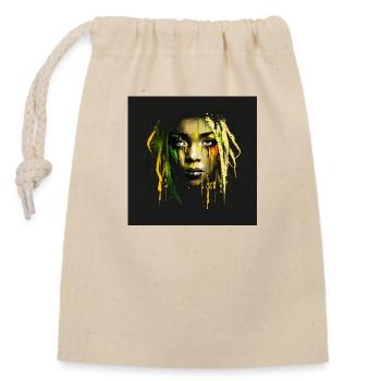 Face woman dreadlocks n°7 - Closable cotton gift bag (14x20cm) - nature - Front