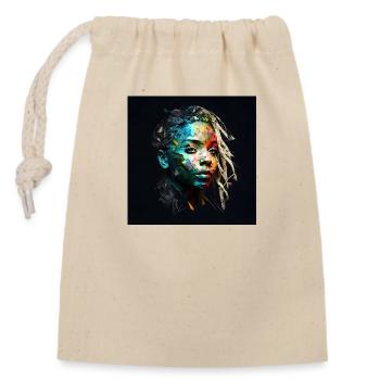 Face woman dreadlocks n°17 - Closable cotton gift bag (14x20cm) - nature - Front