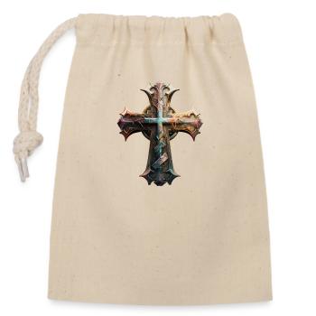 Christian Cross Symbol - Sac cadeau en coton avec cordon (14 x 20 cm) - nature - Devant