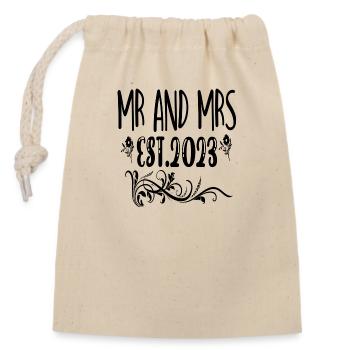 Mr and Mrs Est. 2023 - Closable cotton gift bag (14x20cm) - nature - Front