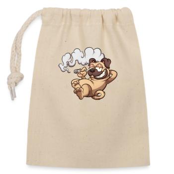 Pug Smoking A Joint - Closable cotton gift bag (14x20cm) - nature - Front