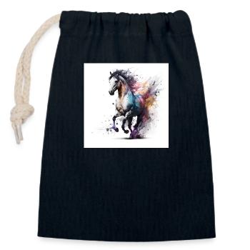 Fiery horse n°4 - Closable cotton gift bag (14x20cm) - navy - Front