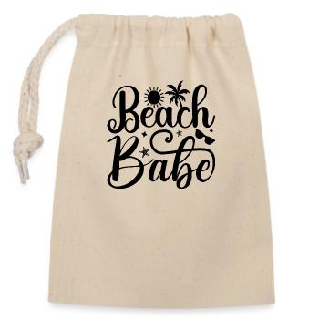 Beach Babe - Closable cotton gift bag (14x20cm) - nature - Front