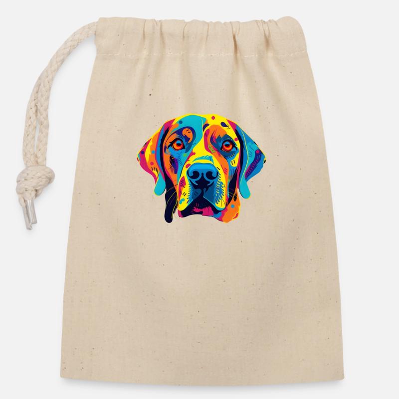 Hund - Verschließbarer Geschenkbeutel aus Baumwolle (14x20cm) - Natur