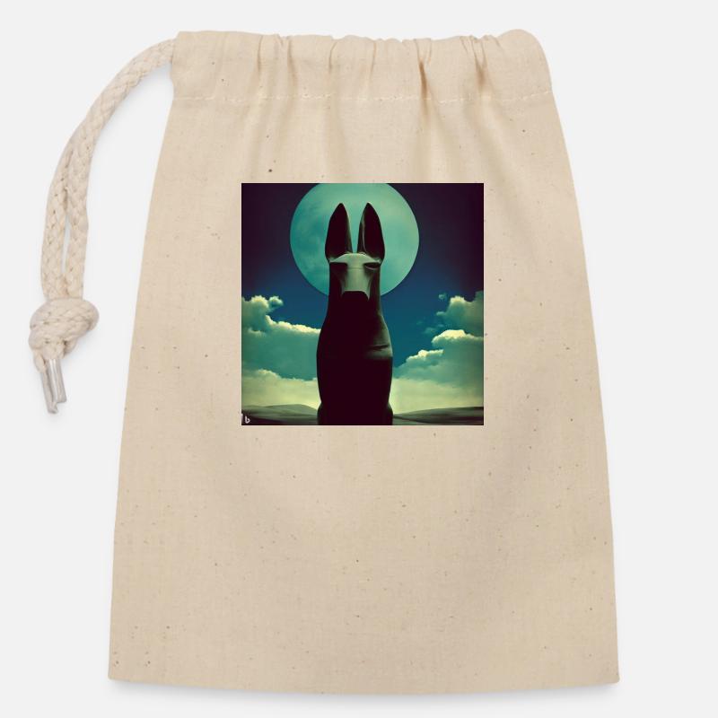 Anubis - Sac cadeau en coton avec cordon (14 x 20 cm) - nature