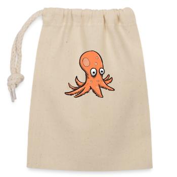 Oktopus-Karikatur - Verschließbarer Geschenkbeutel aus Baumwolle (14x20cm) - Natur - Vorne