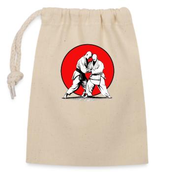 Aikido Martial Arts Sports Fighters at Sunset - Closable cotton gift bag (14x20cm) - nature - Front