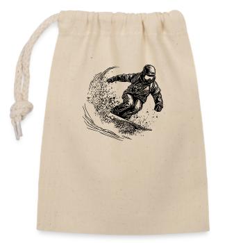 Powder Snow Skier Offroad Outdoor Style - Closable cotton gift bag (14x20cm) - nature - Front