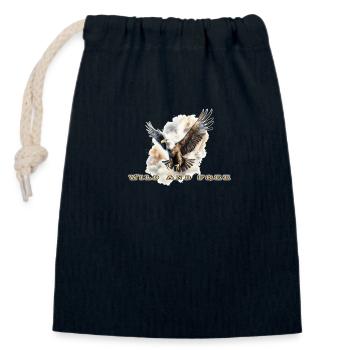 Wild and Free - Closable cotton gift bag (14x20cm) - navy - Front