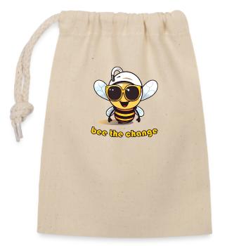 bee the change - Verschließbarer Geschenkbeutel aus Baumwolle (14x20cm) - Natur - Vorne