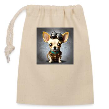 Chihuahua Welpe Steampunk - Verschließbarer Geschenkbeutel aus Baumwolle (14x20cm) - Natur - Vorne