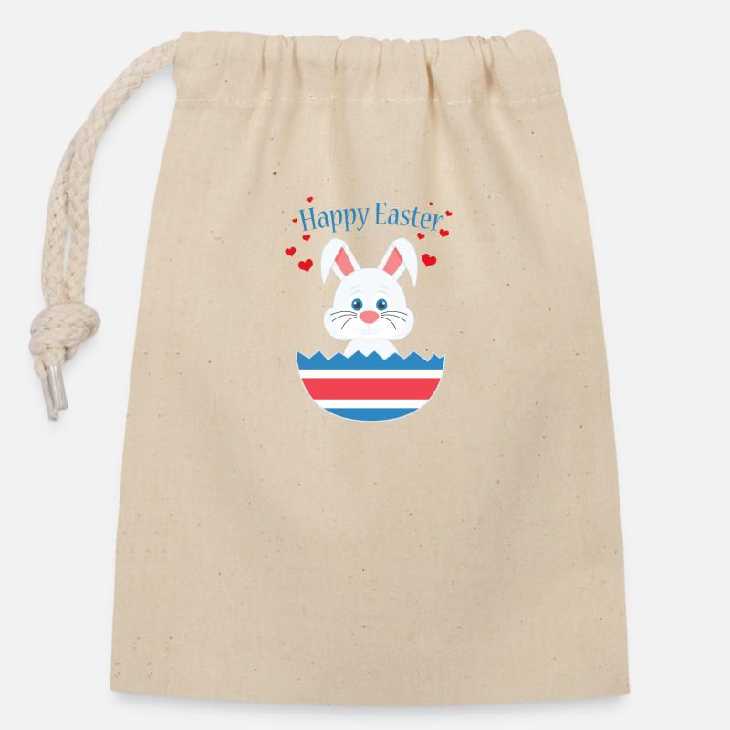 Love easter bunny - Closable cotton gift bag (14x20cm) - nature