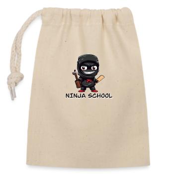 École Ninja - Sac cadeau en coton avec cordon (14 x 20 cm) - nature - Devant