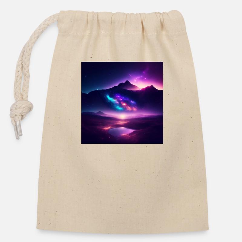Aurore boréale - Sac cadeau en coton avec cordon (14 x 20 cm) - nature
