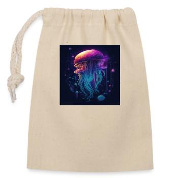 Neon jellyfish swimming in the sea - Closable cotton gift bag (14x20cm) - nature - Front