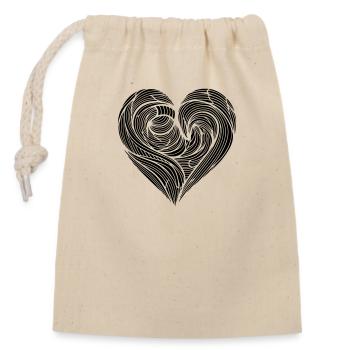 Creative ornate heart for valetnine day - Closable cotton gift bag (14x20cm) - nature - Front