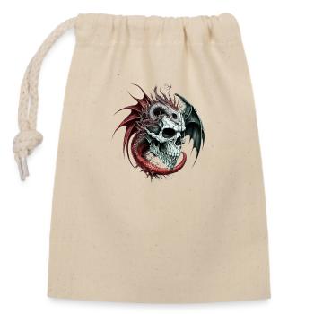 Skull Dragon - Closable cotton gift bag (14x20cm) - nature - Front