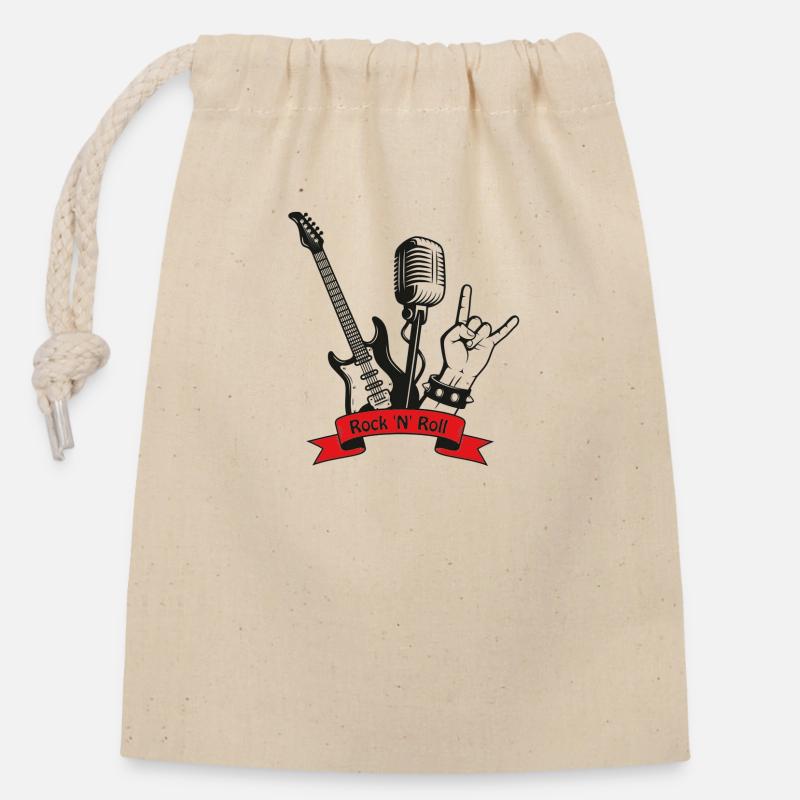 Conception de guitare rock pour les artistes - Sac cadeau en coton avec cordon (14 x 20 cm) - nature