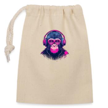 Monkey Beats - Closable cotton gift bag (14x20cm) - nature - Front