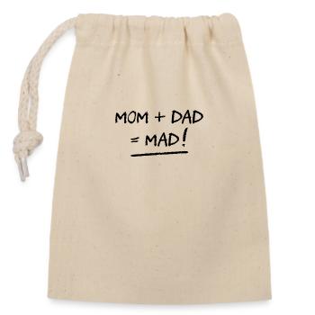 MOM + DAD = MAD ! (famille, papa, maman) - Sac cadeau en coton avec cordon (14 x 20 cm) - nature - Devant