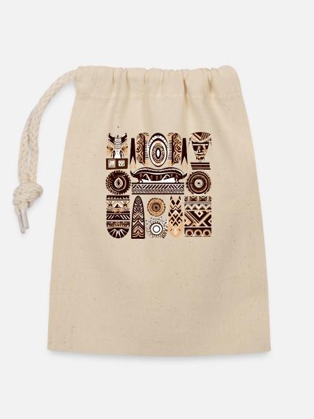 Afrikanische Folklore - Verschließbarer Geschenkbeutel aus Baumwolle (14x20cm) - Natur