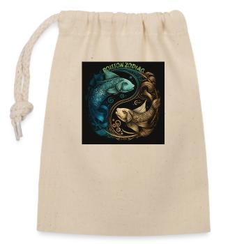 STERNZEICHEN FISCH - Verschließbarer Geschenkbeutel aus Baumwolle (14x20cm) - Natur - Vorne
