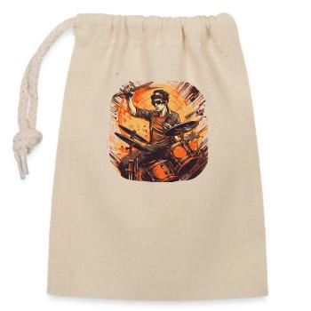 Drummer orange - Verschließbarer Geschenkbeutel aus Baumwolle (14x20cm) - Natur - Vorne