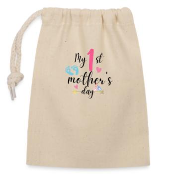 Mamas erstes Muttertags-T-Shirt - Verschließbarer Geschenkbeutel aus Baumwolle (14x20cm) - Natur - Vorne