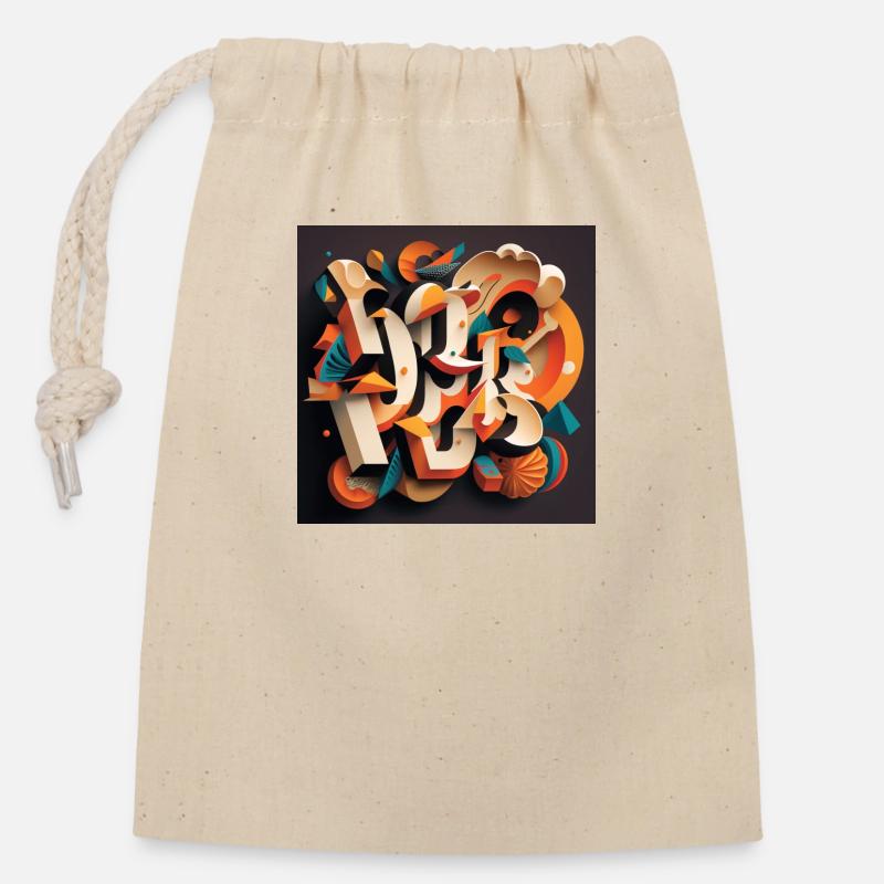 Graffiti - Closable cotton gift bag (14x20cm) - nature
