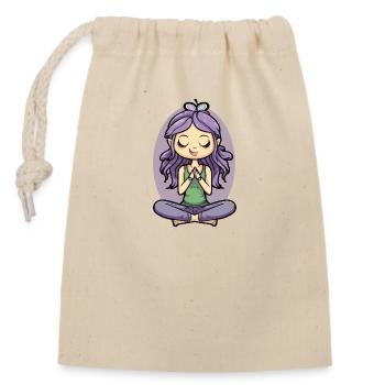 Yoga Lotus Pose - Verschließbarer Geschenkbeutel aus Baumwolle (14x20cm) - Natur - Vorne