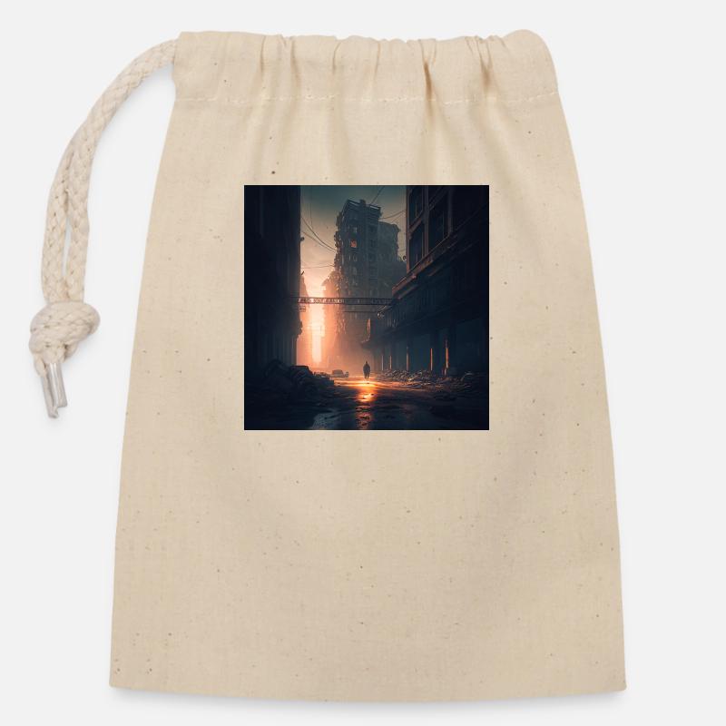 Dystopian future - Closable cotton gift bag (14x20cm) - nature