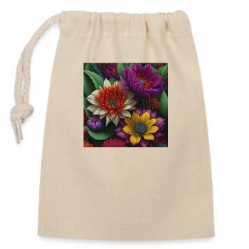 multiple flower patern exotic - Closable cotton gift bag (14x20cm) - nature - Front