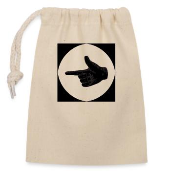 Transparent circle with black edges - Closable cotton gift bag (14x20cm) - nature - Front