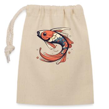 Koi Carp - Closable cotton gift bag (14x20cm) - nature - Front