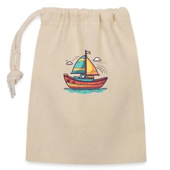 Boat - Closable cotton gift bag (14x20cm) - nature - Front