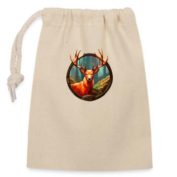 Bois de cerf - Sac cadeau en coton avec cordon (14 x 20 cm) - nature - Devant