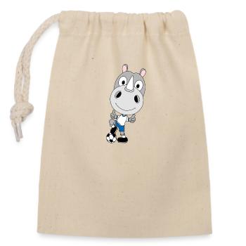 FUßBALL - SPORT - NASHORN - TIER - KIND - BABY - Verschließbarer Geschenkbeutel aus Baumwolle (14x20cm) - Natur - Vorne