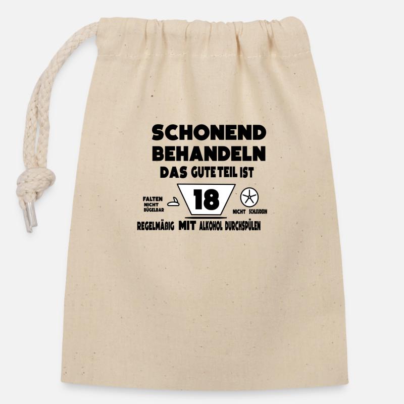 18 Geburtstag - Verschließbarer Geschenkbeutel aus Baumwolle (14x20cm) - Natur