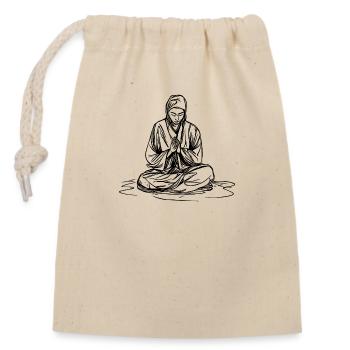 Junger Mönch in tiefer Meditation - Verschließbarer Geschenkbeutel aus Baumwolle (14x20cm) - Natur - Vorne