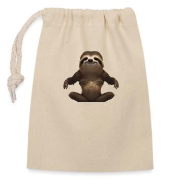 Yoga Asana Yoga Sport Sloth Yogi Yoga Trainer - Closable cotton gift bag (14x20cm) - nature - Front
