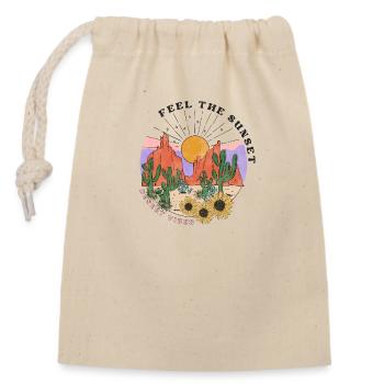 Western Desert Retro 2 - Closable cotton gift bag (14x20cm) - nature - Front