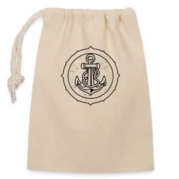 Anchor Boat Ship Nautical - Closable cotton gift bag (14x20cm) - nature - Front