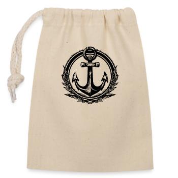 Anchor Boat Ship Nautical - Closable cotton gift bag (14x20cm) - nature - Front