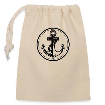 Anchor Boat Ship Nautical - Closable cotton gift bag (14x20cm) - nature - Front